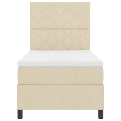 Postel S Boxspringem S Čelo Krémová 100 X 200 Cm Textil