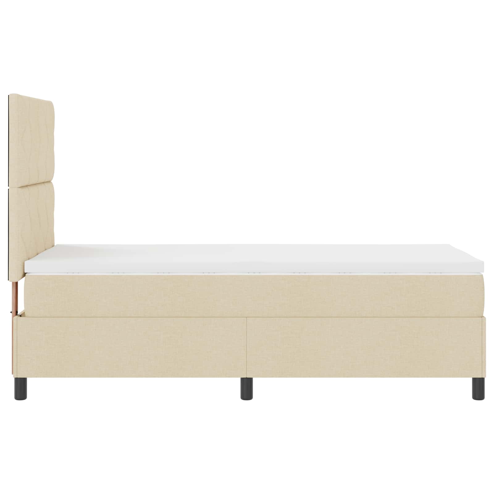 Postel S Boxspringem S Čelo Krémová 100 X 200 Cm Textil