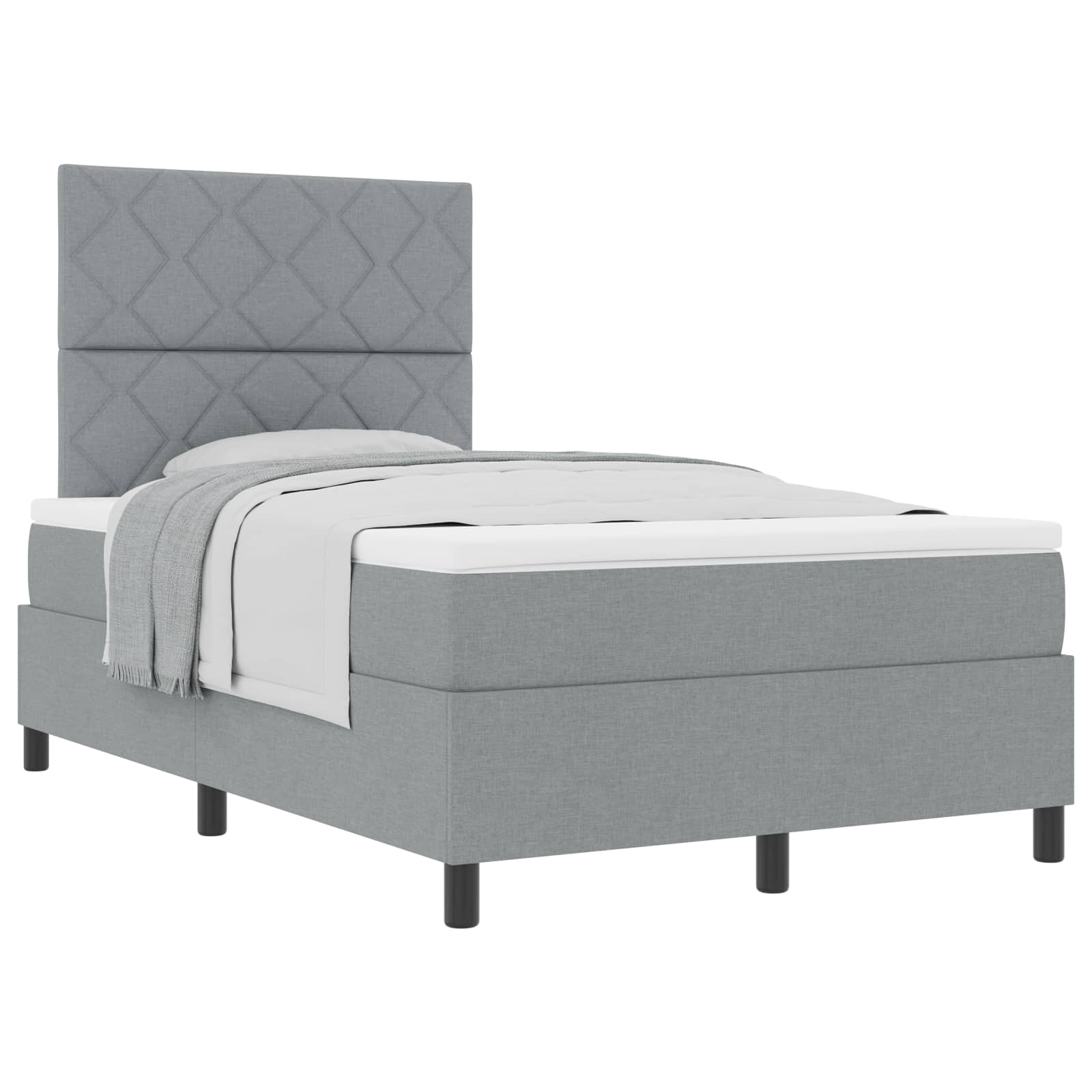 Postel S Boxspringem S Čelo Světle Šedá 120 X 190 Cm Textil