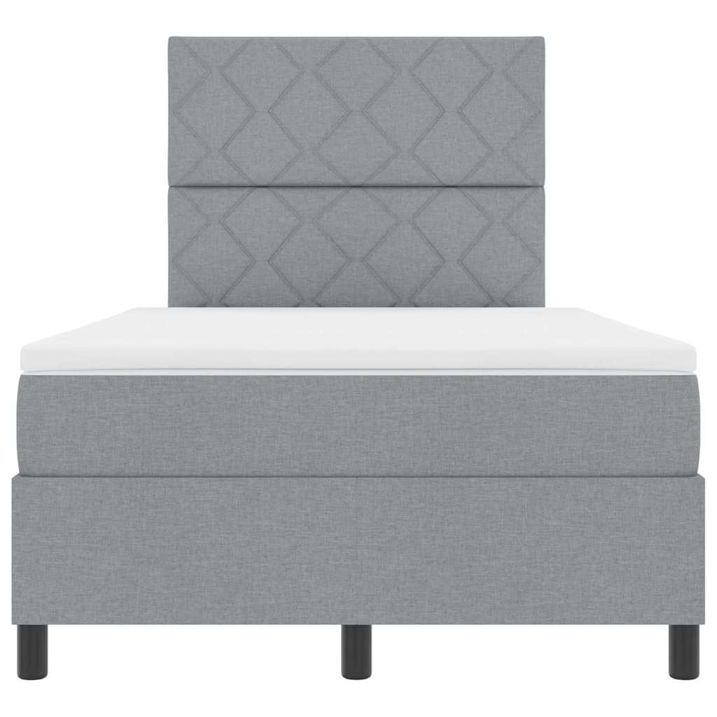 Postel S Boxspringem S Čelo Světle Šedá 120 X 190 Cm Textil