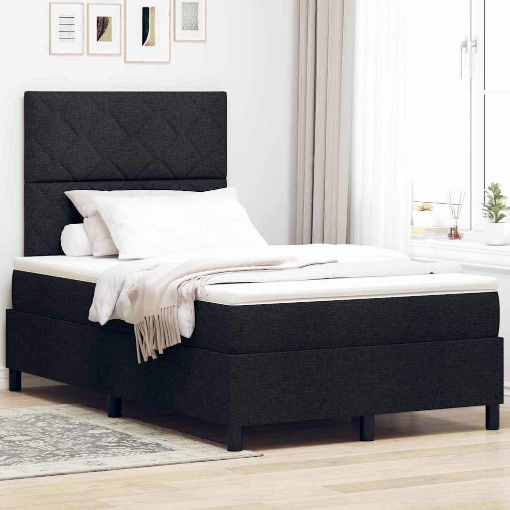 Postel S Boxspringem S Čelo Černá 120 X 190 Cm Textil
