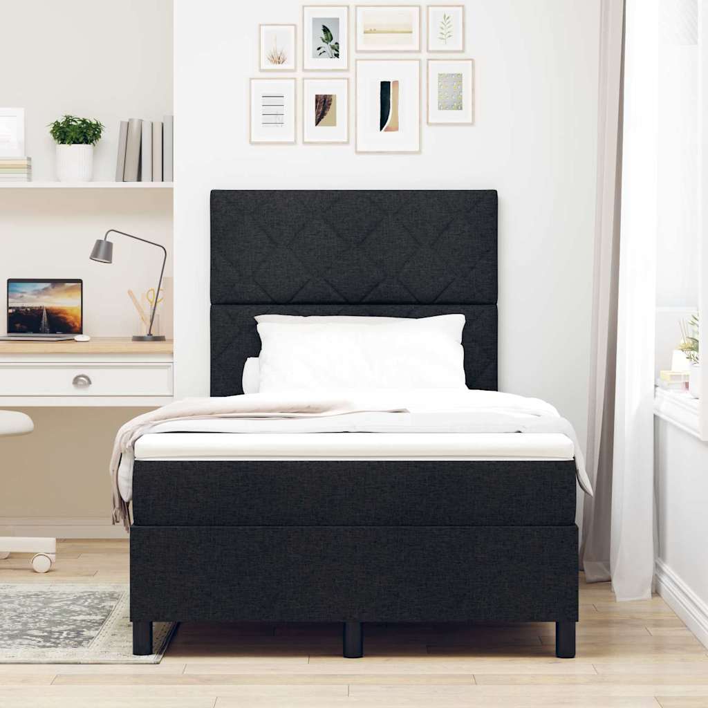 Postel S Boxspringem S Čelo Černá 120 X 190 Cm Textil