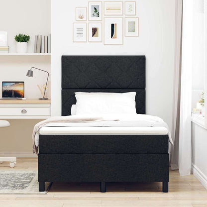 Postel S Boxspringem S Čelo Černá 120 X 190 Cm Textil