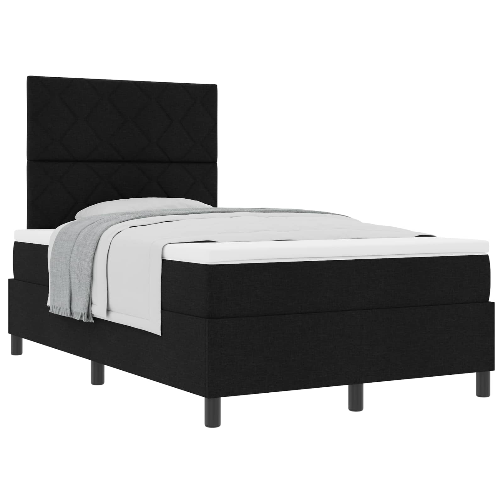Postel S Boxspringem S Čelo Černá 120 X 190 Cm Textil