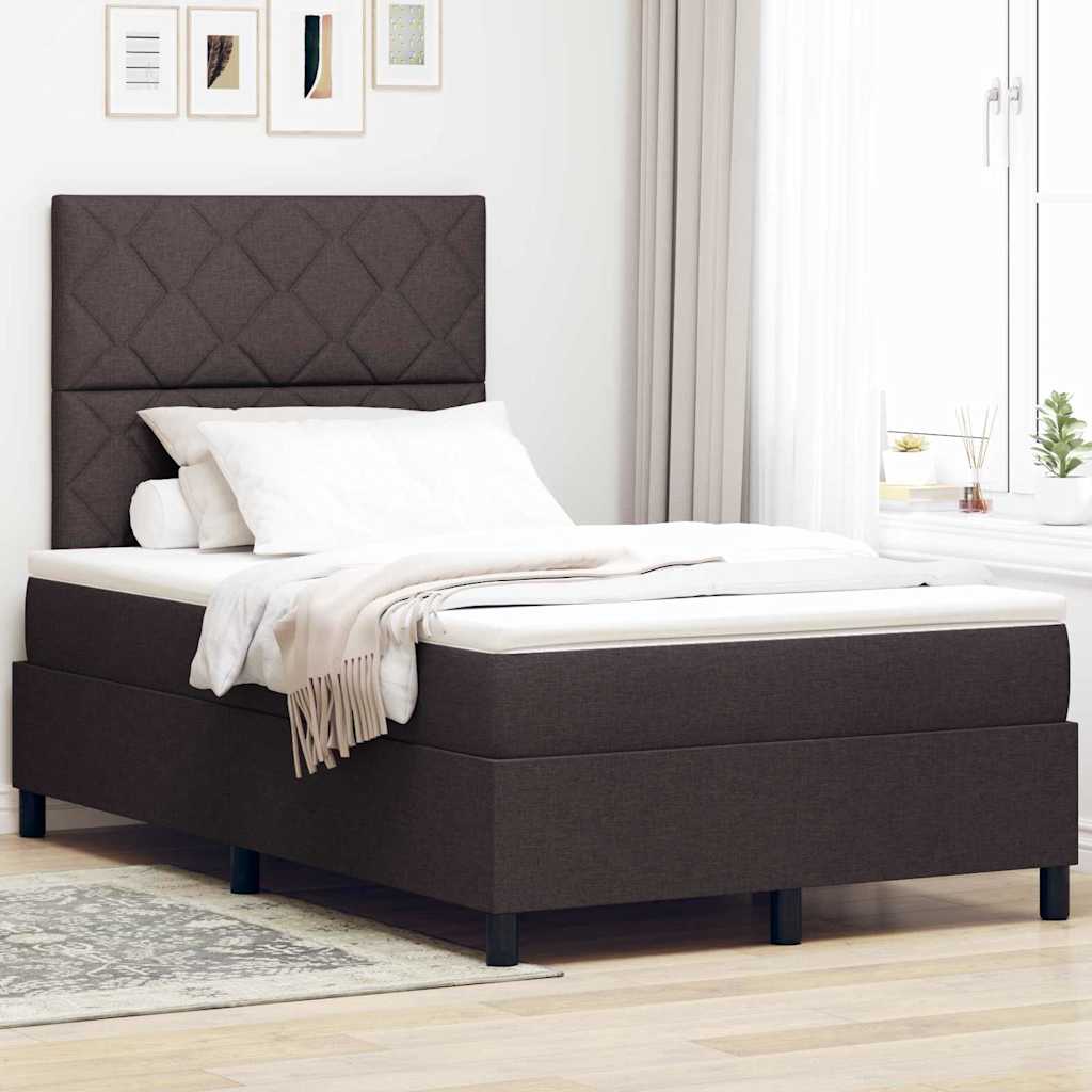 Postel S Boxspringem S Čelo Tmavě Hnědá 120 X 190 Cm Textil