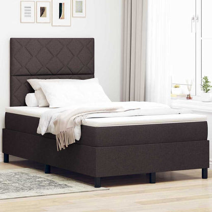 Postel S Boxspringem S Čelo Tmavě Hnědá 120 X 190 Cm Textil