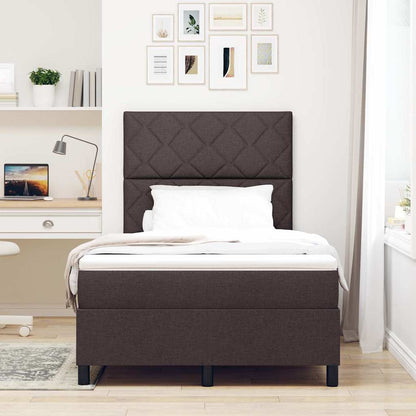Postel S Boxspringem S Čelo Tmavě Hnědá 120 X 190 Cm Textil