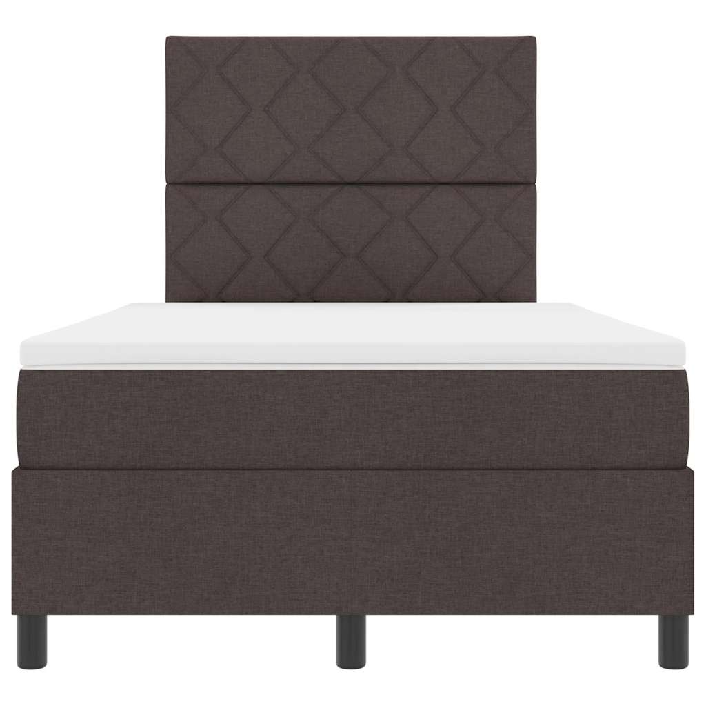 Postel S Boxspringem S Čelo Tmavě Hnědá 120 X 190 Cm Textil