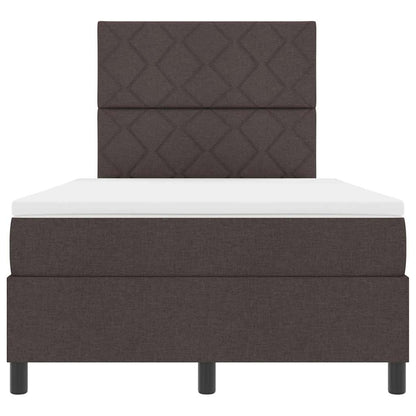 Postel S Boxspringem S Čelo Tmavě Hnědá 120 X 190 Cm Textil