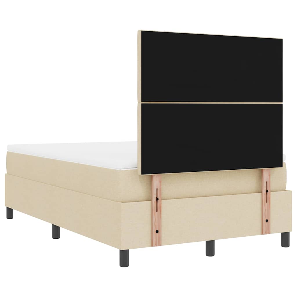 Postel S Boxspringem S Čelo Krémová 120 X 190 Cm Textil