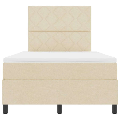Postel S Boxspringem S Čelo Krémová 120 X 190 Cm Textil