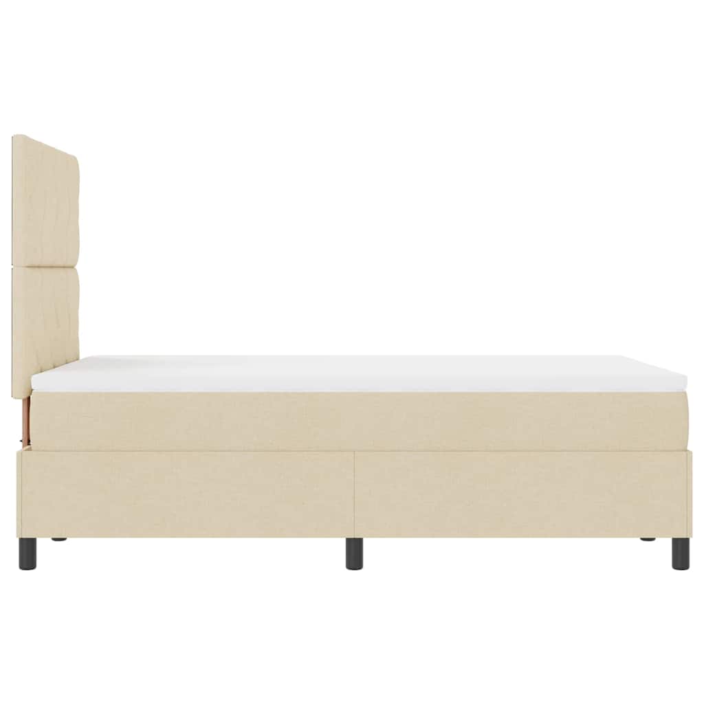 Postel S Boxspringem S Čelo Krémová 120 X 190 Cm Textil