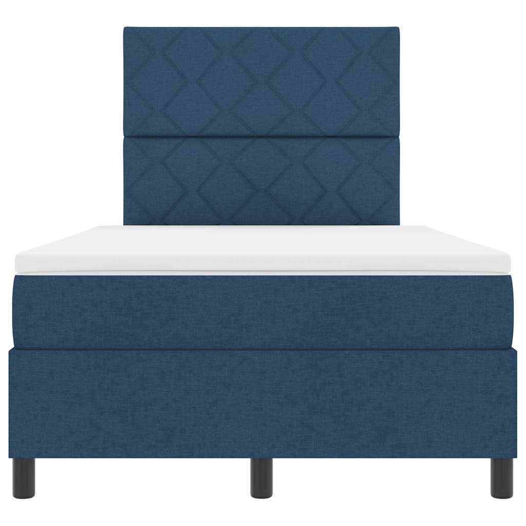Postel S Boxspringem S Čelo Modrá 120 X 190 Cm Textil