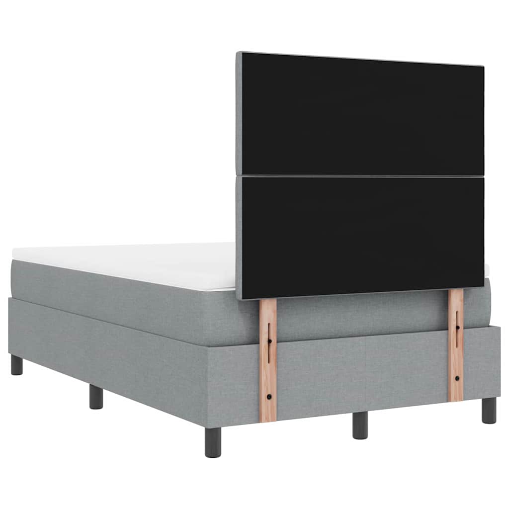 Postel S Boxspringem S Čelo Světle Šedá 120 X 200 Cm Textil