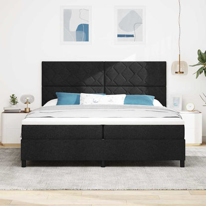 Postel S Boxspringem S Čelo Černá 200 X 200 Cm Textil
