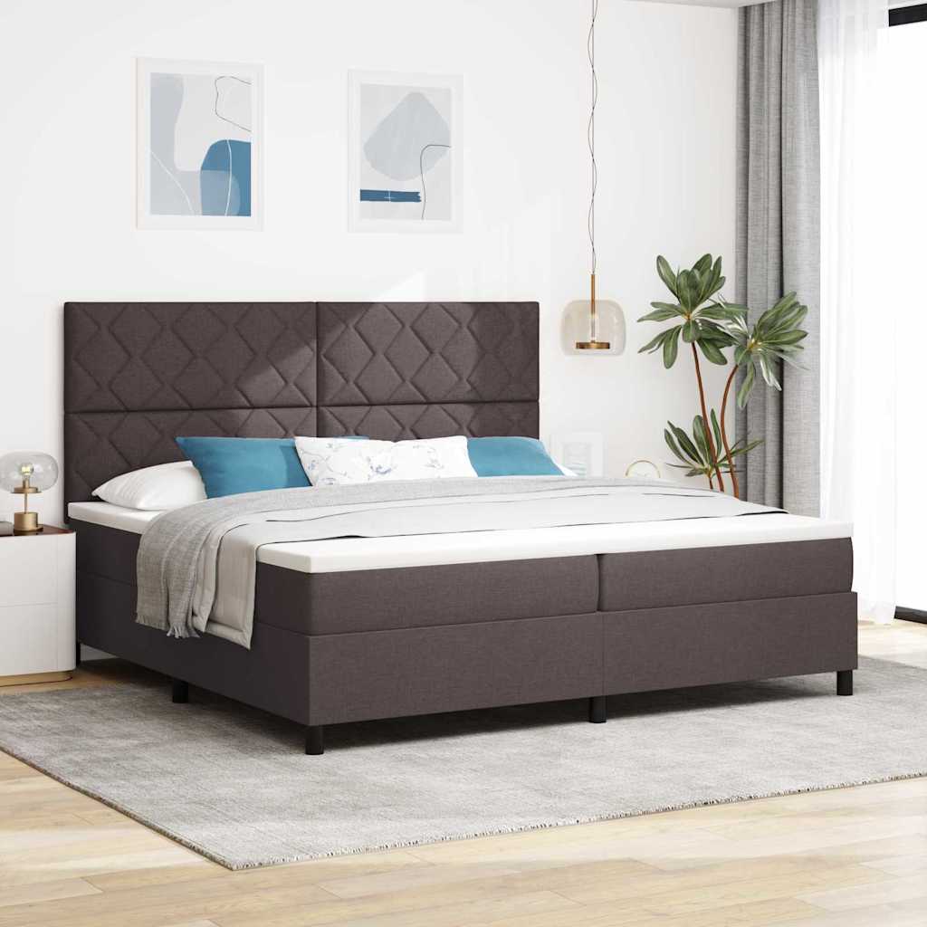 Postel S Boxspringem S Čelo Tmavě Hnědá 200 X 200 Cm Textil