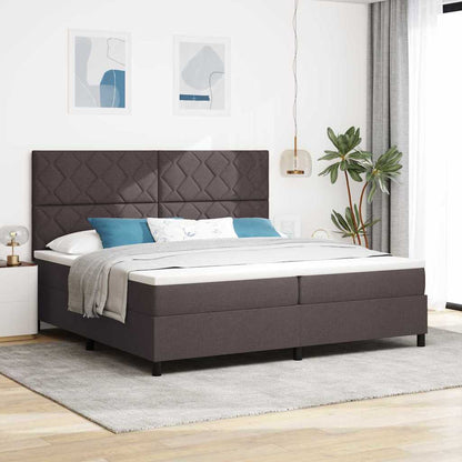 Postel S Boxspringem S Čelo Tmavě Hnědá 200 X 200 Cm Textil