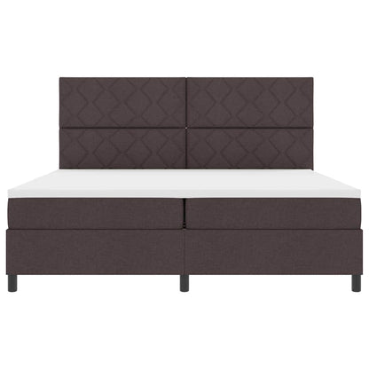 Postel S Boxspringem S Čelo Tmavě Hnědá 200 X 200 Cm Textil