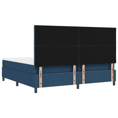 Postel S Boxspringem S Čelo Modrá 200 X 200 Cm Textil