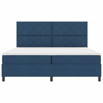 Postel S Boxspringem S Čelo Modrá 200 X 200 Cm Textil
