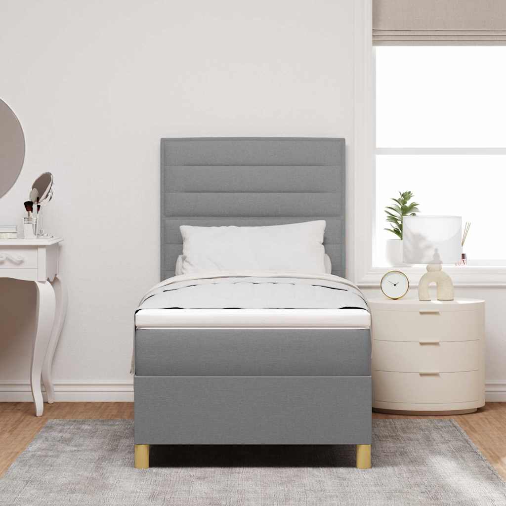 Postel S Boxspringem S Matrací Světle Šedá 80 X 200 Cm Textil