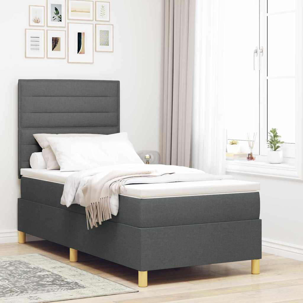 Postel S Boxspringem S Matrací Tmavě Šedá 80 X 200 Cm Textil