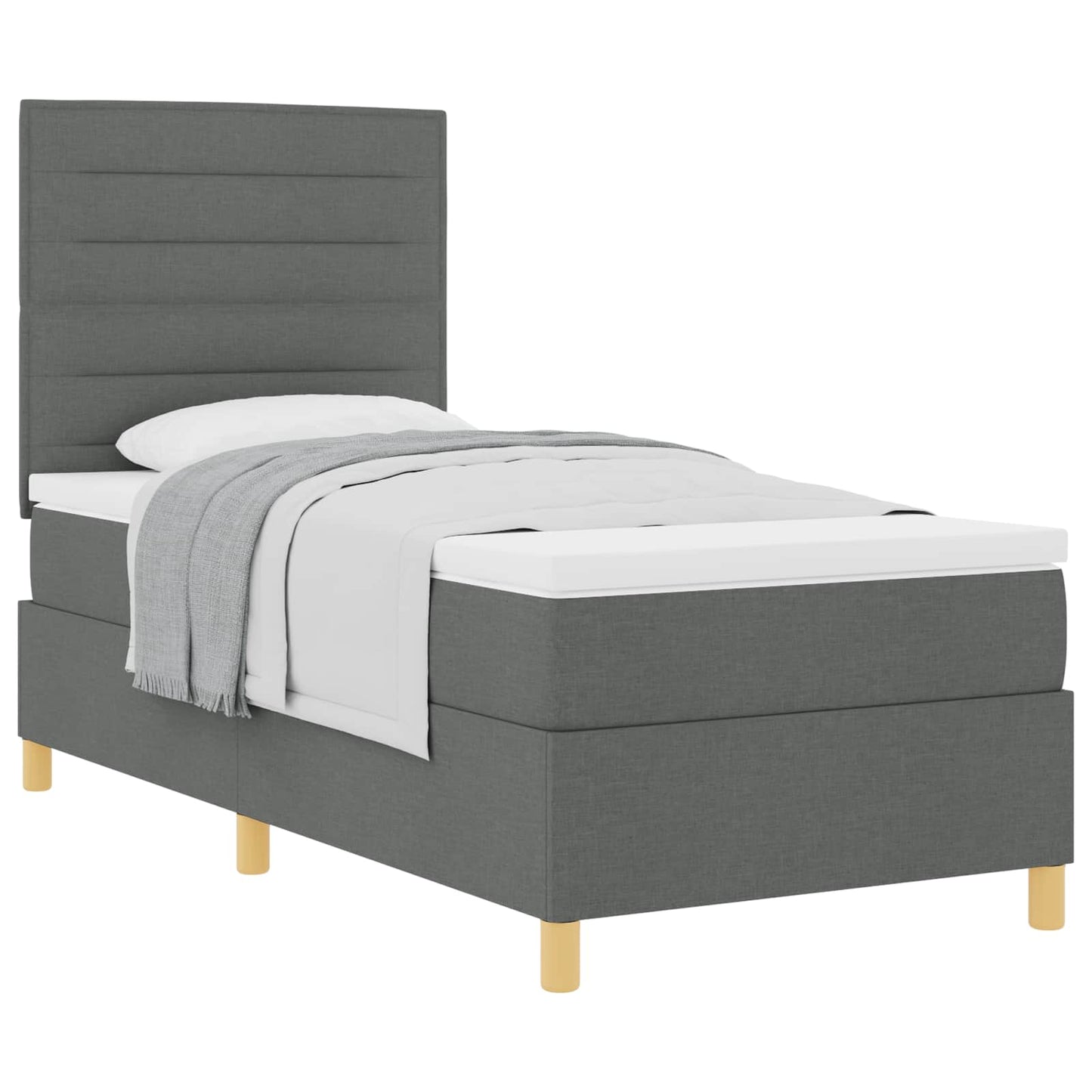 Postel S Boxspringem S Matrací Tmavě Šedá 80 X 200 Cm Textil