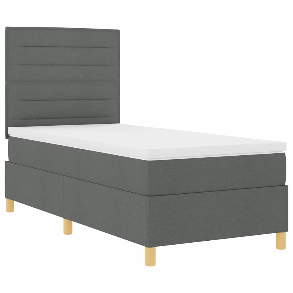 Postel S Boxspringem S Matrací Tmavě Šedá 80 X 200 Cm Textil