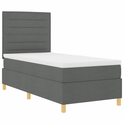 Postel S Boxspringem S Matrací Tmavě Šedá 80 X 200 Cm Textil
