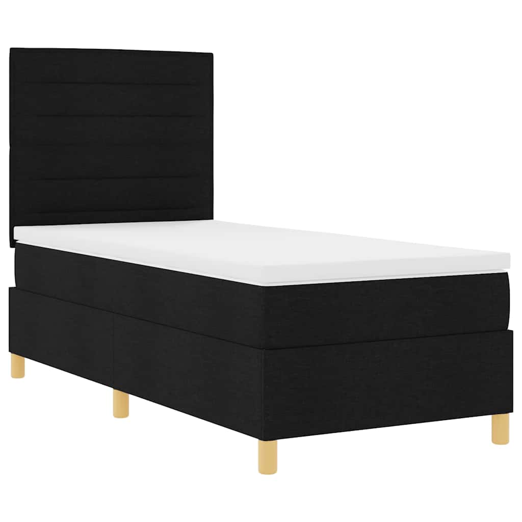 Postel S Boxspringem S Matrací S Čelo Černá 90 X 190 Cm Textil