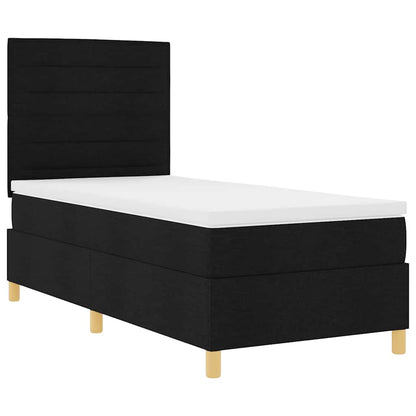 Postel S Boxspringem S Matrací S Čelo Černá 90 X 190 Cm Textil