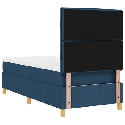 Postel S Boxspringem S Matrací S Čelo Modrá 90 X 200 Cm Textil