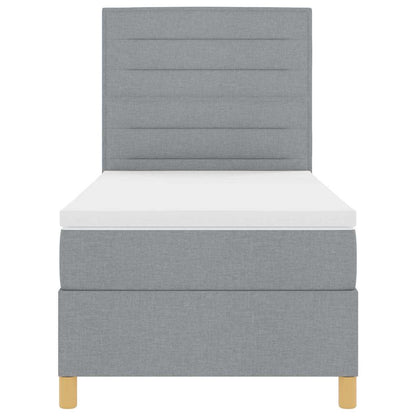 Postel S Boxspringem S Matrací Světle Šedá 100 X 200 Cm Textil