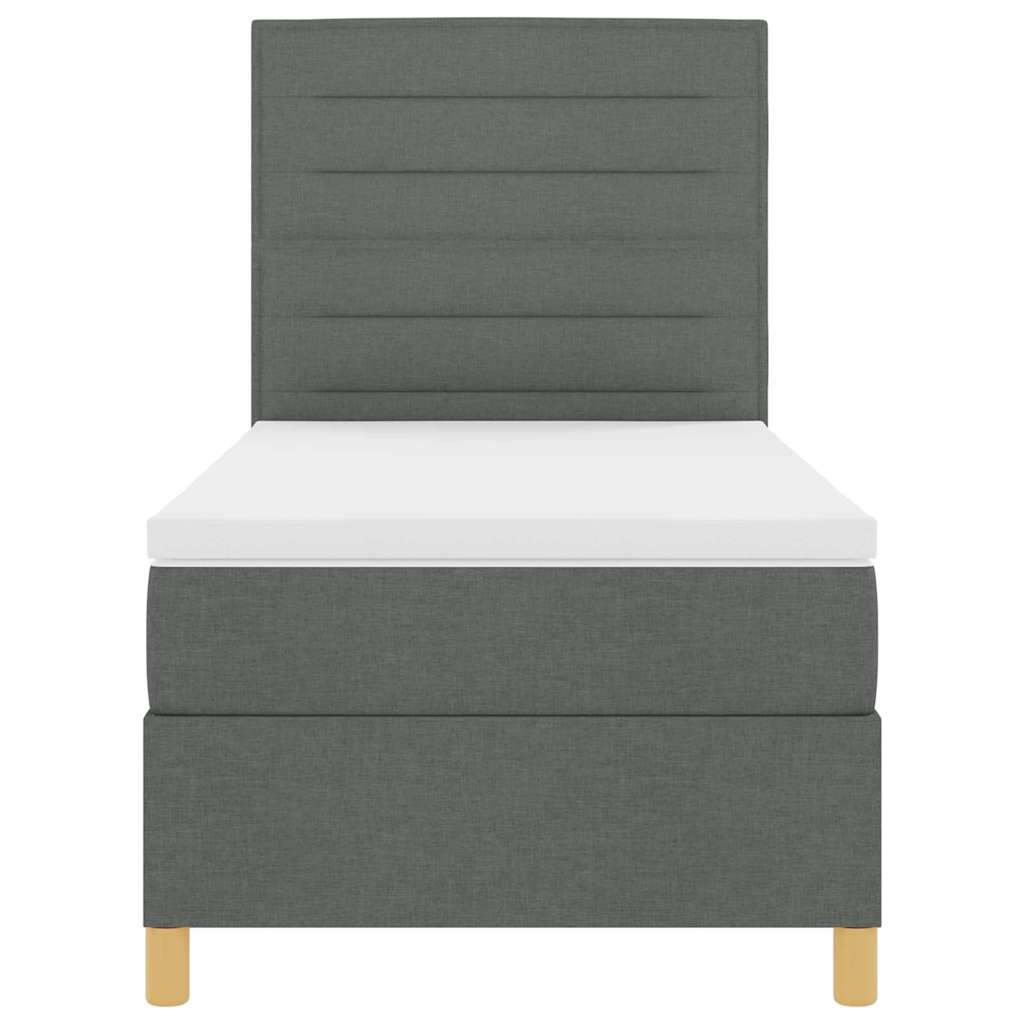 Postel S Boxspringem S Matrací Tmavě Šedá 100 X 200 Cm Textil