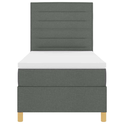 Postel S Boxspringem S Matrací Tmavě Šedá 100 X 200 Cm Textil