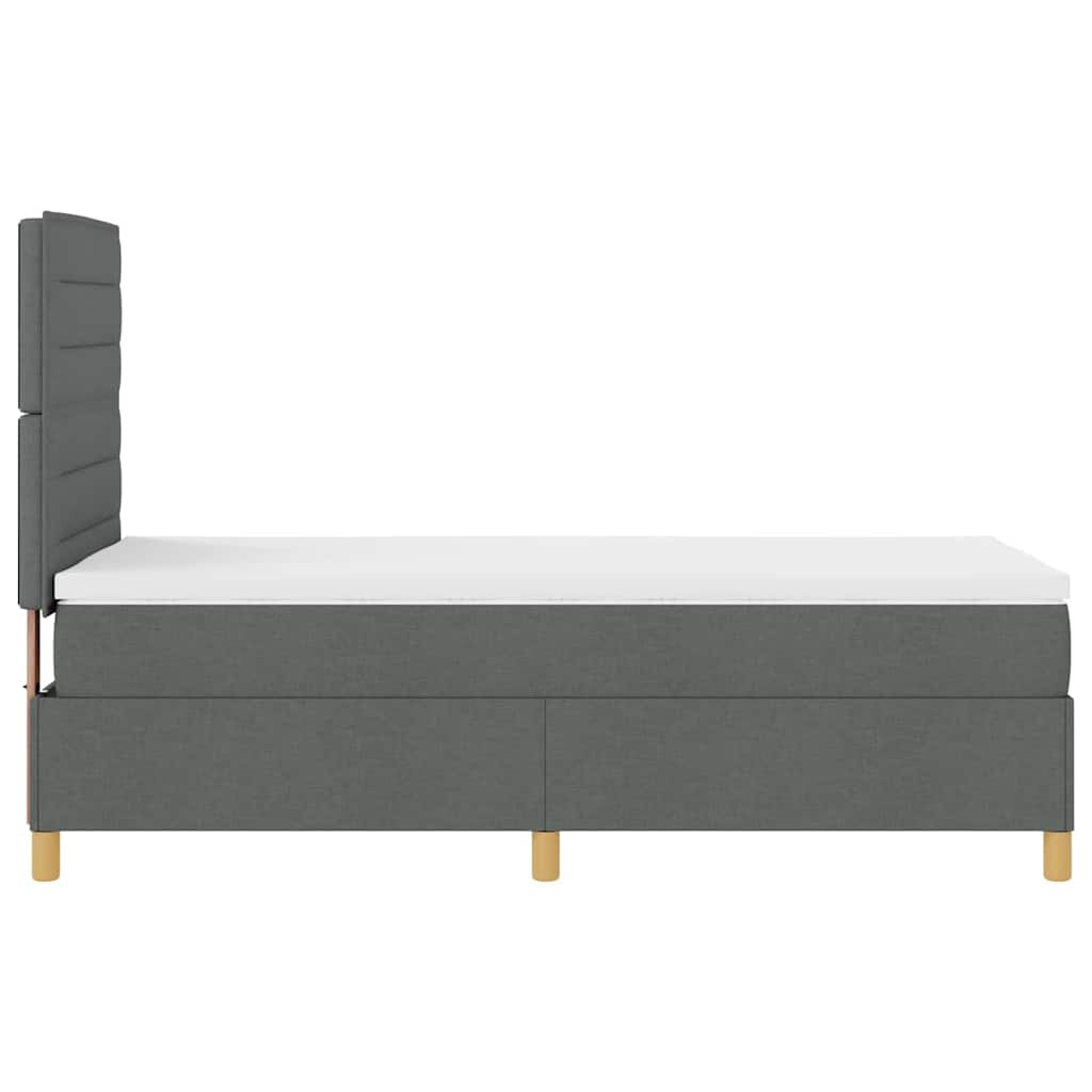 Postel S Boxspringem S Matrací Tmavě Šedá 100 X 200 Cm Textil
