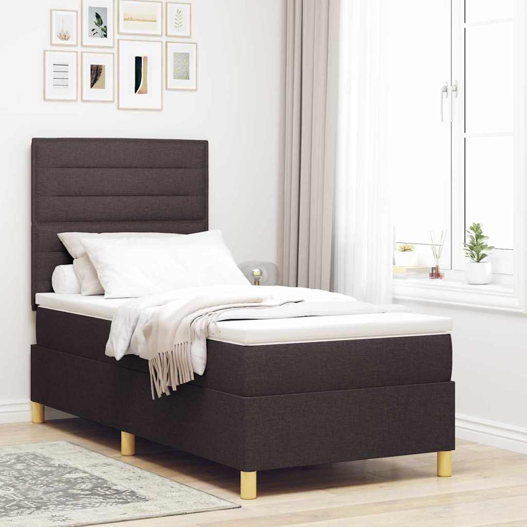 Postel S Boxspringem S Matrací Tmavě Hnědá 100 X 200 Cm Textil