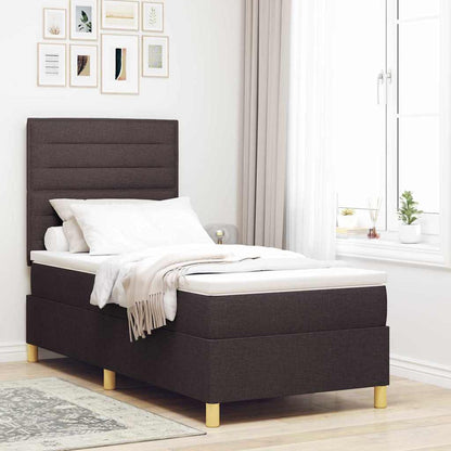 Postel S Boxspringem S Matrací Tmavě Hnědá 100 X 200 Cm Textil