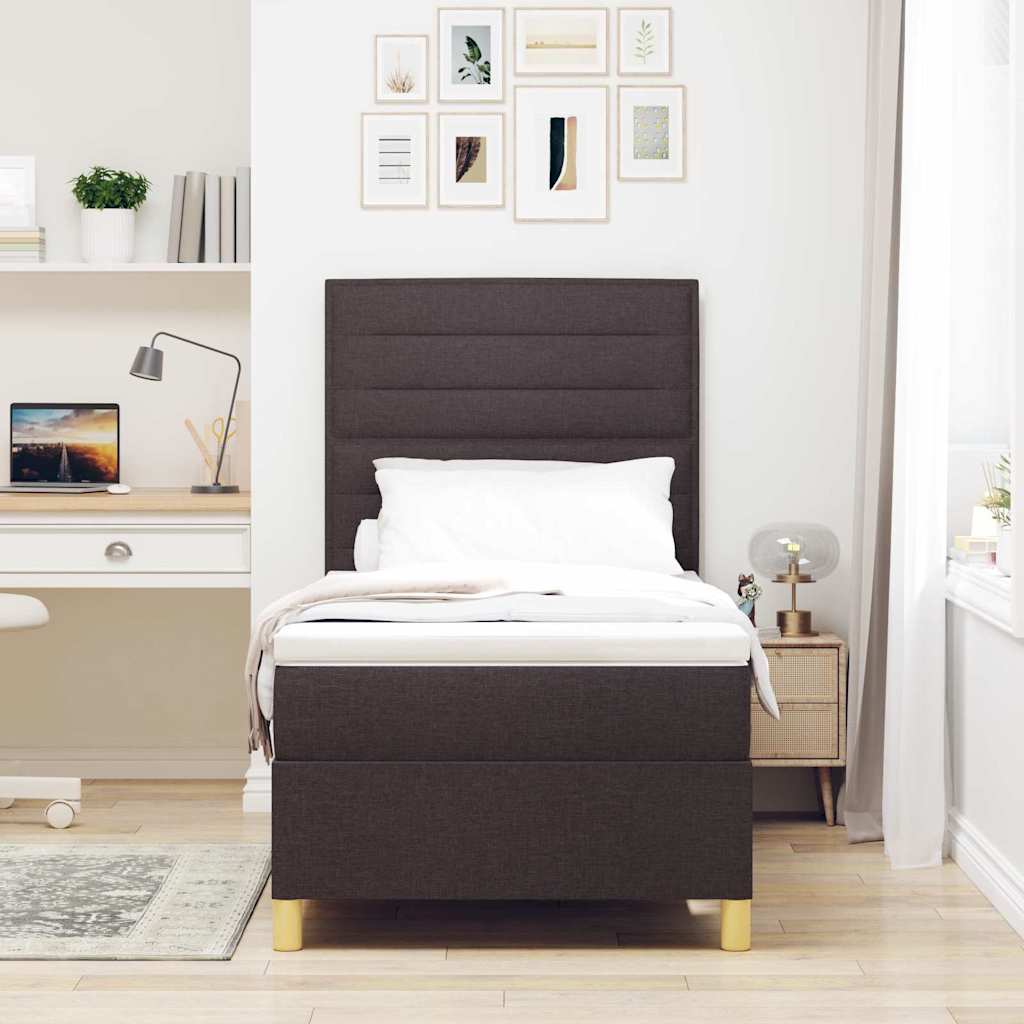 Postel S Boxspringem S Matrací Tmavě Hnědá 100 X 200 Cm Textil