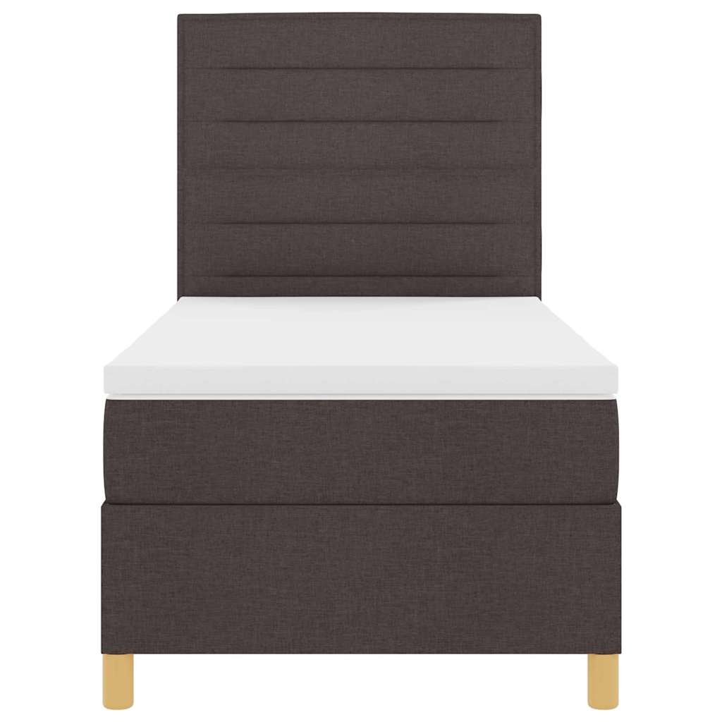 Postel S Boxspringem S Matrací Tmavě Hnědá 100 X 200 Cm Textil