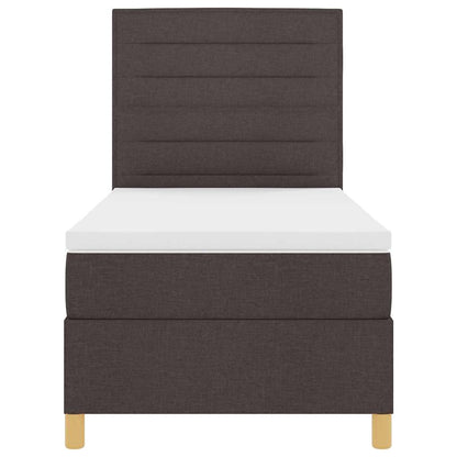 Postel S Boxspringem S Matrací Tmavě Hnědá 100 X 200 Cm Textil