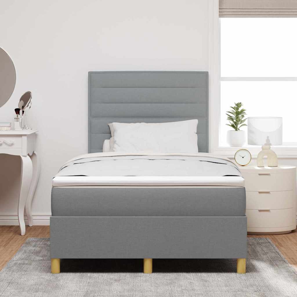 Postel S Boxspringem S Matrací Světle Šedá 120 X 190 Cm Textil