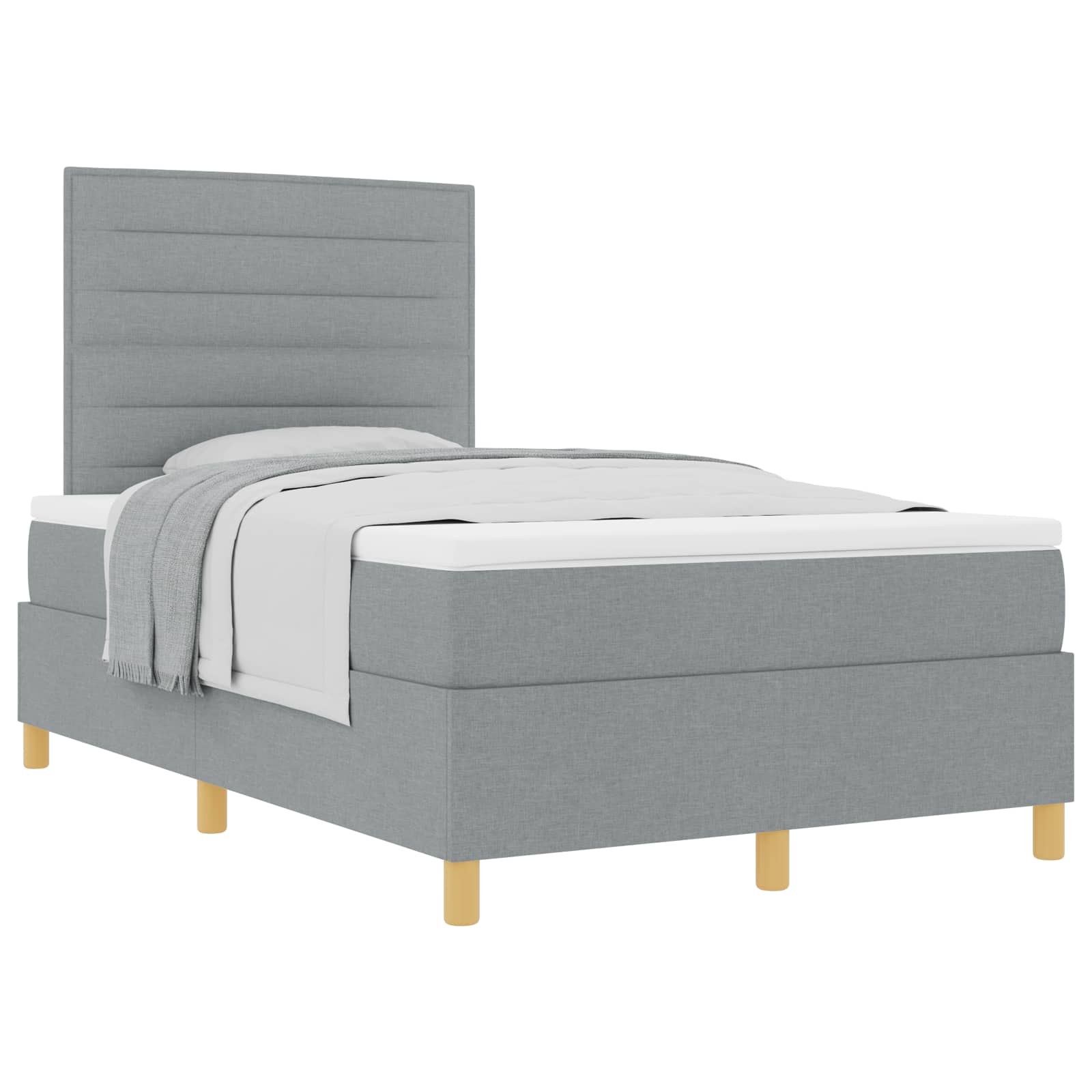 Postel S Boxspringem S Matrací Světle Šedá 120 X 190 Cm Textil