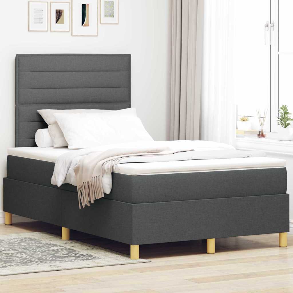 Postel S Boxspringem S Matrací Tmavě Šedá 120 X 190 Cm Textil