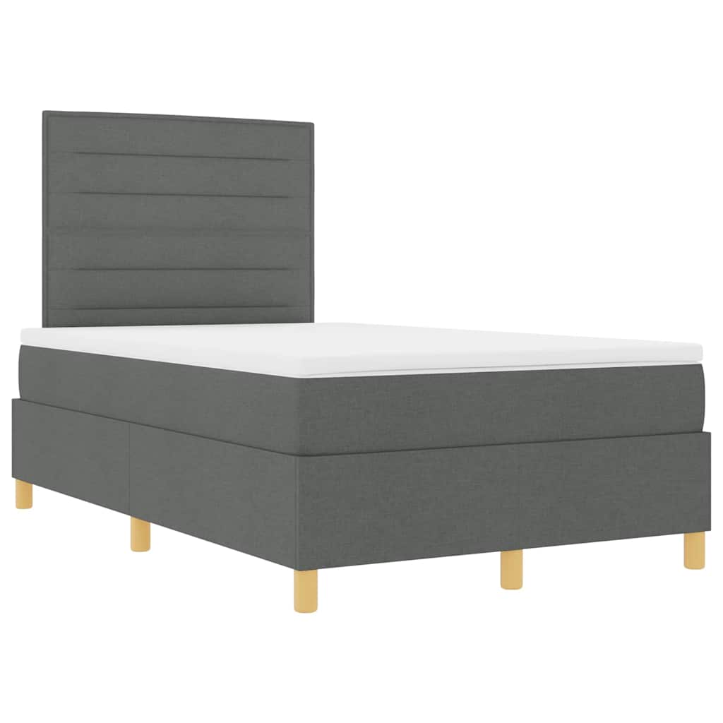 Postel S Boxspringem S Matrací Tmavě Šedá 120 X 190 Cm Textil