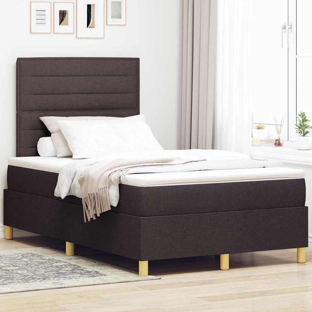 Postel S Boxspringem S Čelo Tmavě Hnědá 120 X 190 Cm Textil