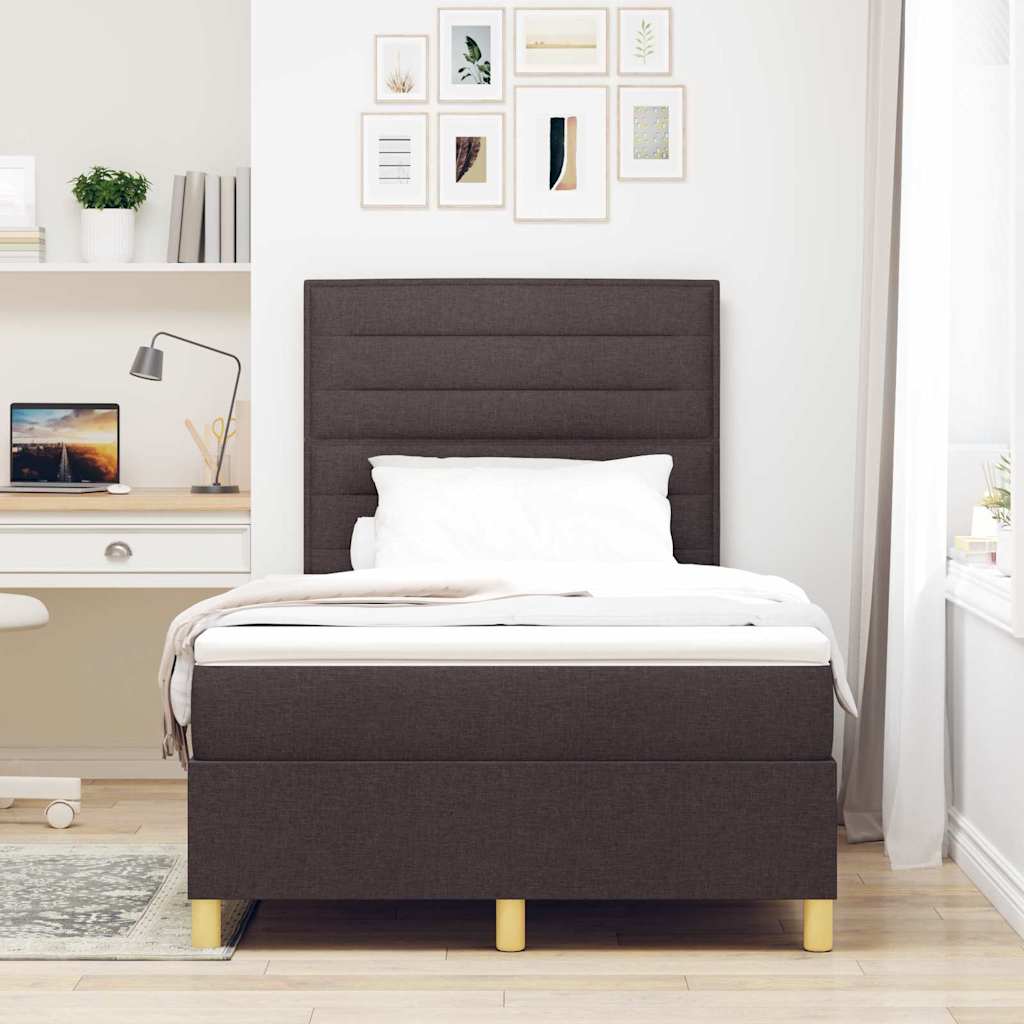 Postel S Boxspringem S Čelo Tmavě Hnědá 120 X 190 Cm Textil