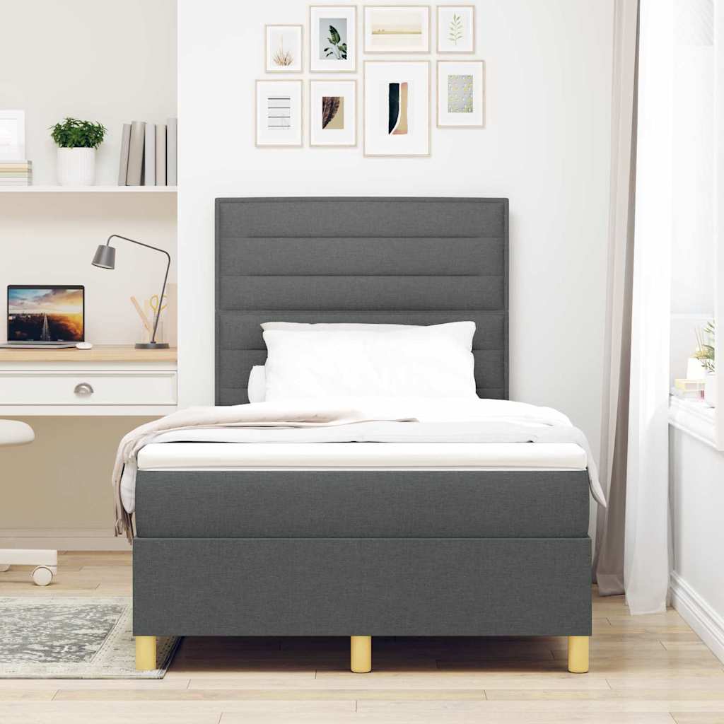 Postel S Boxspringem S Matrací Tmavě Šedá 120 X 200 Cm Textil
