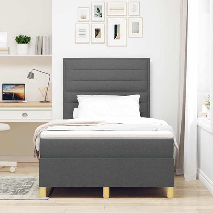 Postel S Boxspringem S Matrací Tmavě Šedá 120 X 200 Cm Textil