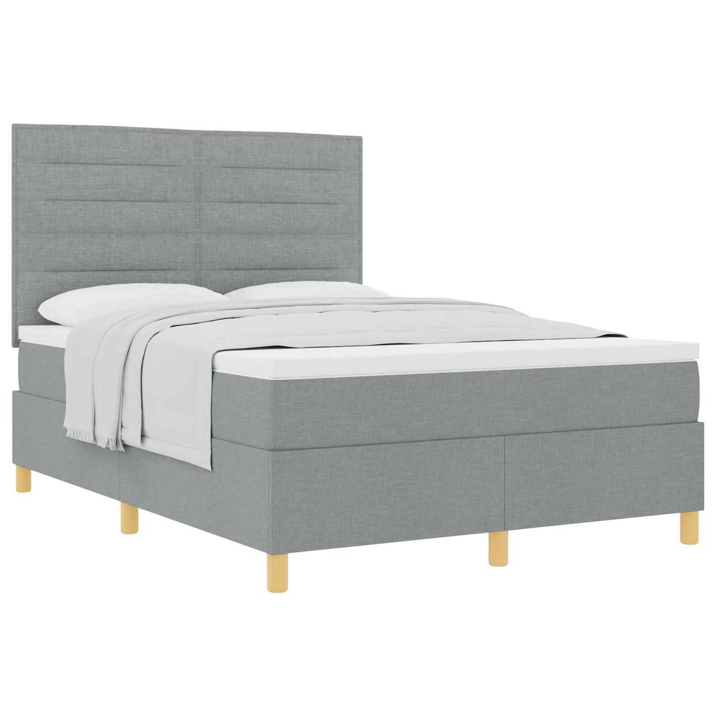 Postel S Boxspringem S Matrací Světle Šedá 140 X 190 Cm Textil